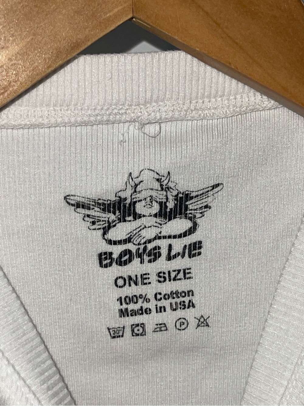 BOYS LIE ‘Let It Grow’ TANK Graphic White Ribbed Cropped Round Hem Tank Top O/S - Picture 3 of 7